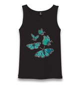 Turquoise Butterflies Unisex Black Tank Top - Premium  from W.E.N.S. WIND - Just 6490! Shop now at W.E.N.S. WIND