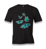 Turquoise Butterflies Men's Black Tshirt - Premium  from W.E.N.S. WIND - Just 6490! Shop now at W.E.N.S. WIND