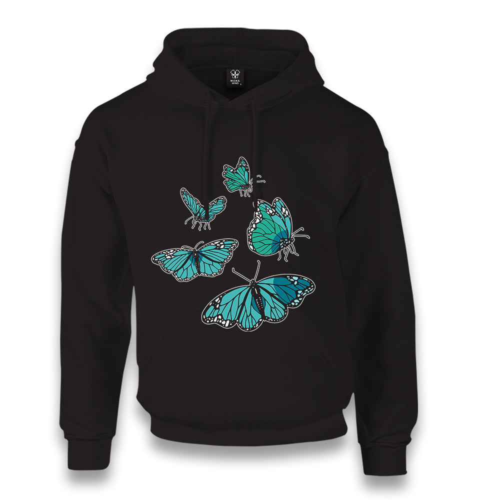 Turquoise Butterflies Unisex Black Hoodie - Premium  from W.E.N.S. WIND - Just 11990! Shop now at W.E.N.S. WIND