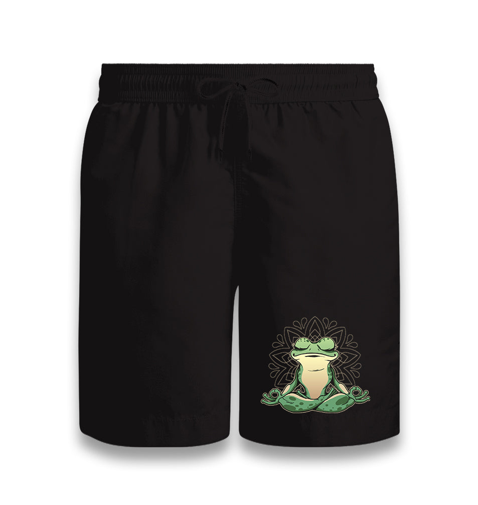 Meditating Frog Black Shorts - Premium  from W.E.N.S. WIND - Just 7990! Shop now at W.E.N.S. WIND