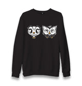 Cute Owls Cartoon Unisex Black Sweatshirt - Premium  from W.E.N.S. WIND - Just 10990! Shop now at W.E.N.S. WIND