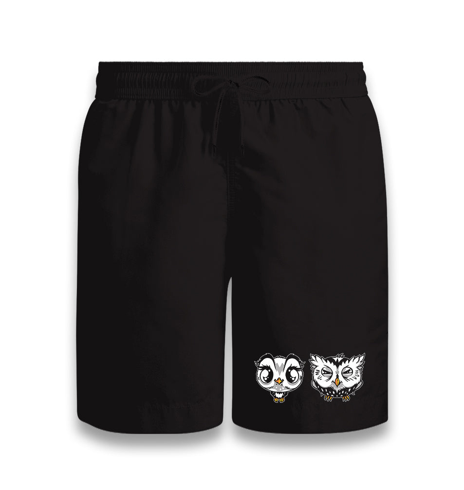 Cute Owls Cartoon Black Shorts - Premium  from W.E.N.S. WIND - Just 7990! Shop now at W.E.N.S. WIND