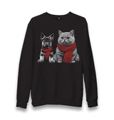 Baby Dog and a Cat Wearing Scarves Unisex Black Sweatshirt - Premium  from W.E.N.S. WIND - Just 10990! Shop now at W.E.N.S. WIND