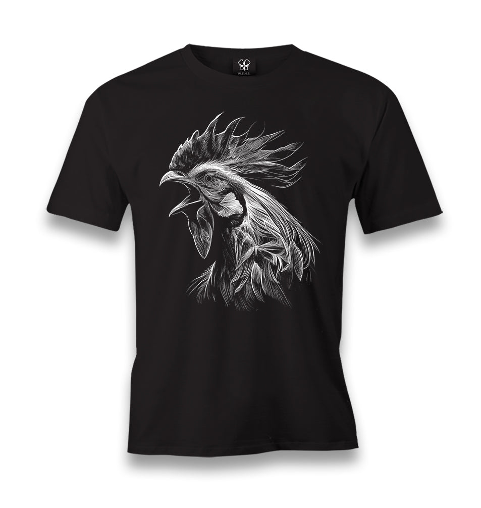 Rooster Realistic Men's Black Tshirt - Premium  from W.E.N.S. WIND - Just 6490! Shop now at W.E.N.S. WIND