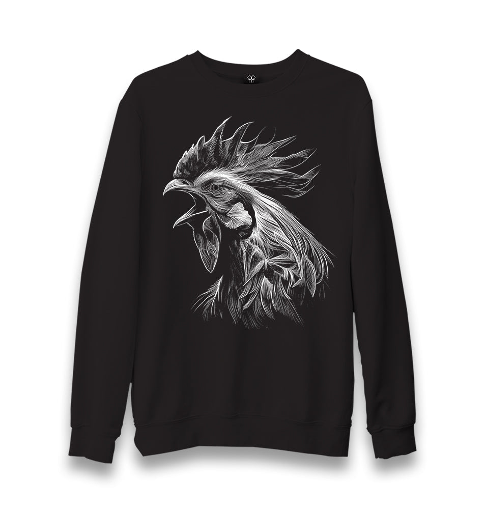 Rooster Realistic Unisex Black Sweatshirt - Premium  from W.E.N.S. WIND - Just 10990! Shop now at W.E.N.S. WIND