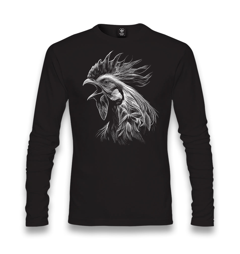 Rooster Realistic Unisex Black Longsleeve - Premium  from W.E.N.S. WIND - Just 7990! Shop now at W.E.N.S. WIND