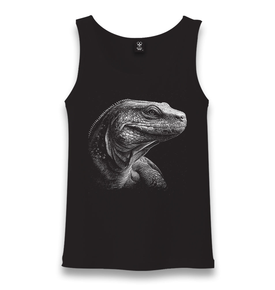 Komodo Dragon Realistic Unisex Black Tank Top - Premium  from W.E.N.S. WIND - Just 6490! Shop now at W.E.N.S. WIND