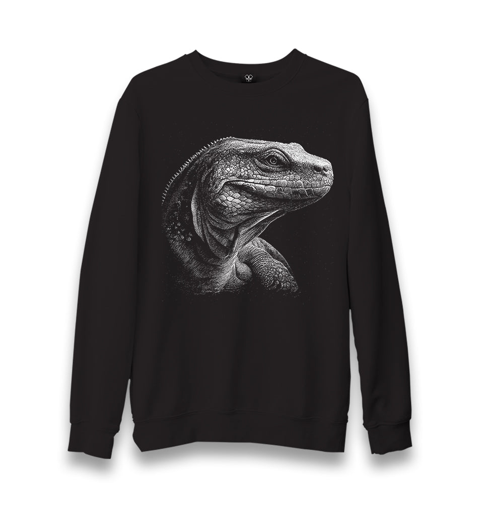 Komodo Dragon Realistic Unisex Black Sweatshirt - Premium  from W.E.N.S. WIND - Just 10990! Shop now at W.E.N.S. WIND