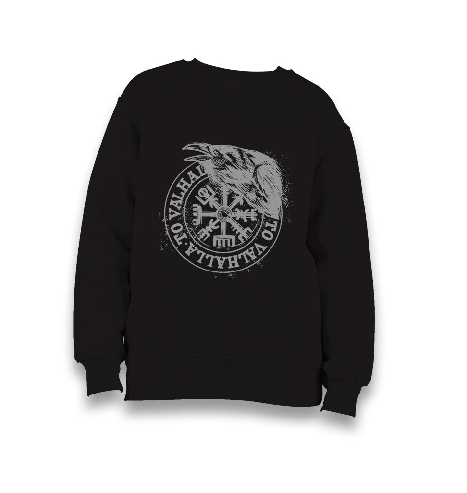 Crow with Valhalla Viking Sign Kid's Black Sweatshirt - Premium  from W.E.N.S. WIND - Just 7990! Shop now at W.E.N.S. WIND