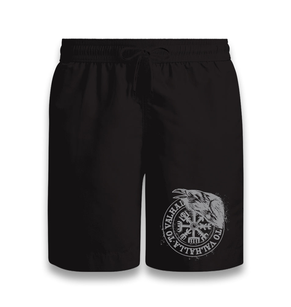 Crow with Valhalla Viking Sign Black Shorts - Premium  from W.E.N.S. WIND - Just 7990! Shop now at W.E.N.S. WIND