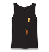 Monkey Climbing for Banana in the Pocket Unisex Black Tank Top - Premium  from W.E.N.S. WIND - Just 6490! Shop now at W.E.N.S. WIND