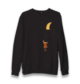 Monkey Climbing for Banana in the Pocket Unisex Black Sweatshirt - Premium  from W.E.N.S. WIND - Just 10990! Shop now at W.E.N.S. WIND