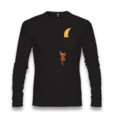 Monkey Climbing for Banana in the Pocket Unisex Black Longsleeve - Premium  from W.E.N.S. WIND - Just 7990! Shop now at W.E.N.S. WIND