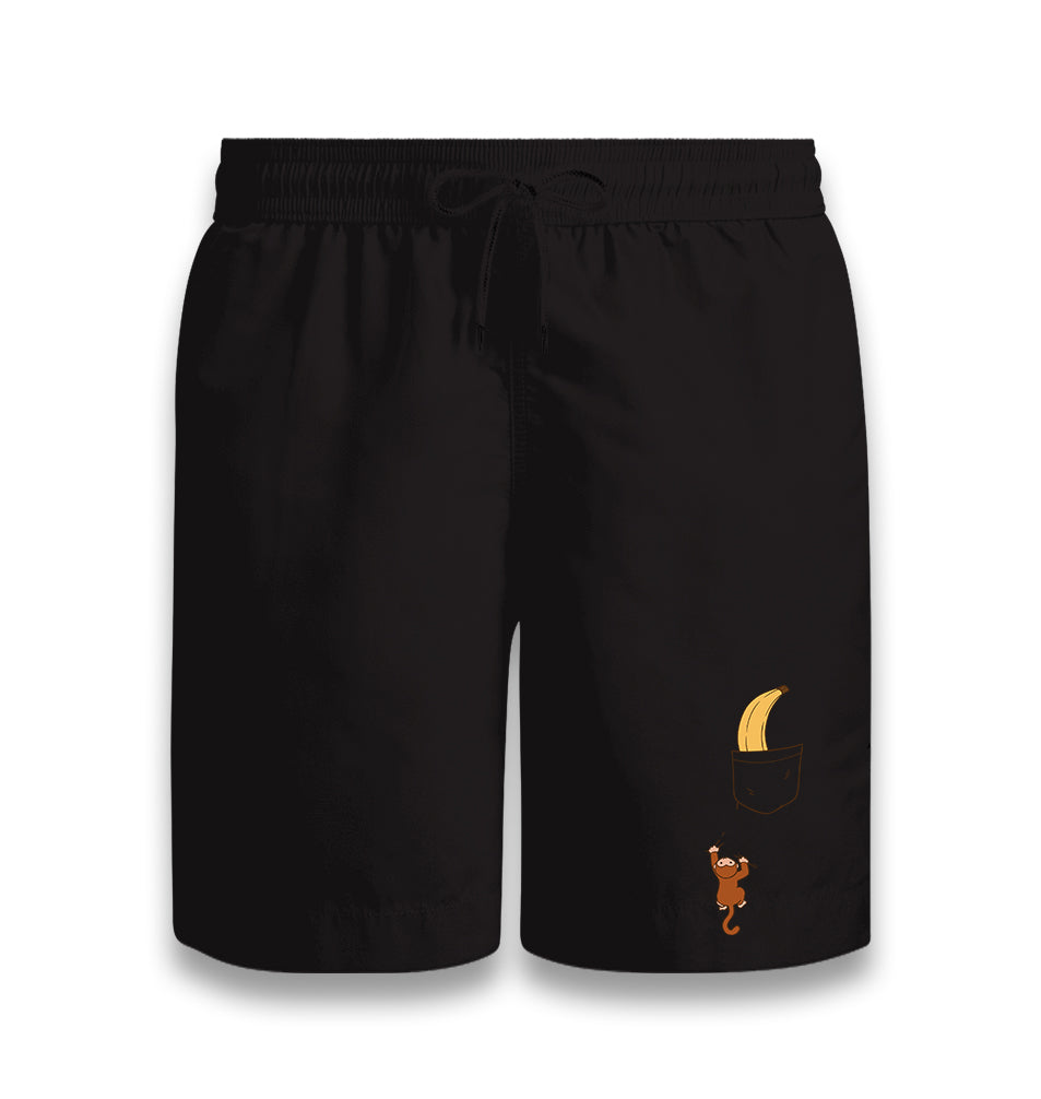 Monkey Climbing for Banana in the Pocket Black Shorts - Premium  from W.E.N.S. WIND - Just 7990! Shop now at W.E.N.S. WIND