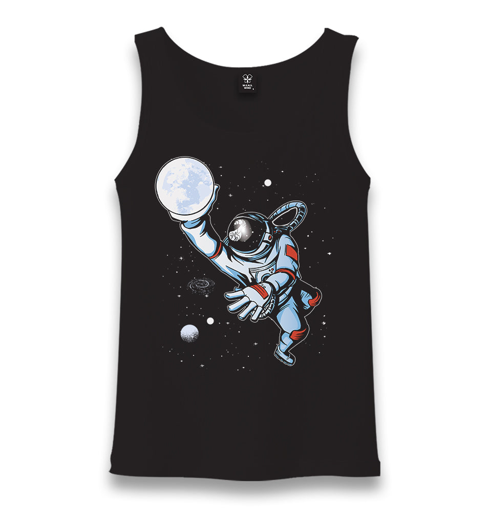 Astronaut Playing Basketball with the Moon Unisex Black Tank Top - Premium  from W.E.N.S. WIND - Just 6490! Shop now at W.E.N.S. WIND