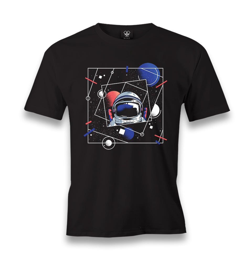 Astronaut with a Geometric Space Men's Black Tshirt - Premium  from W.E.N.S. WIND - Just 6490! Shop now at W.E.N.S. WIND