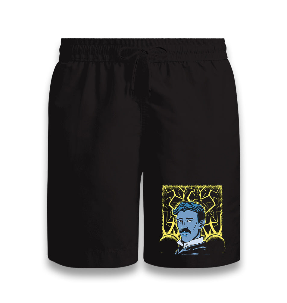 Nicola Tesla with an Electric Black Shorts - Premium  from W.E.N.S. WIND - Just 7990! Shop now at W.E.N.S. WIND
