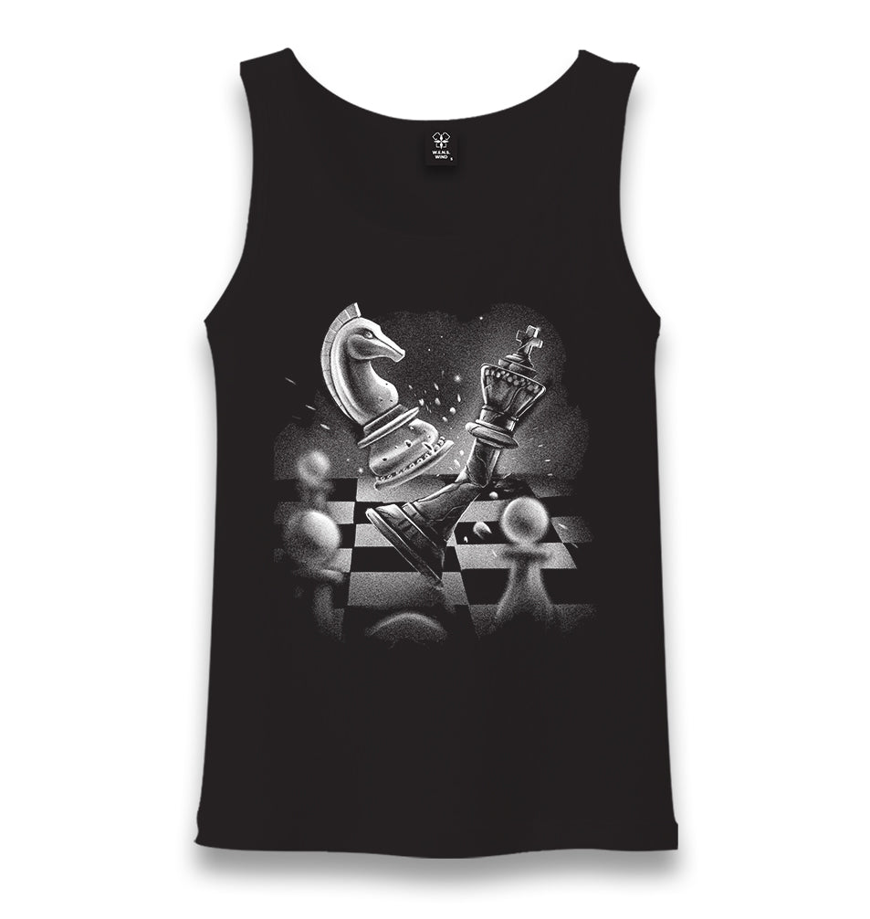 Chess Game with a Broken Queen Unisex Black Tank Top - Premium  from W.E.N.S. WIND - Just 6490! Shop now at W.E.N.S. WIND