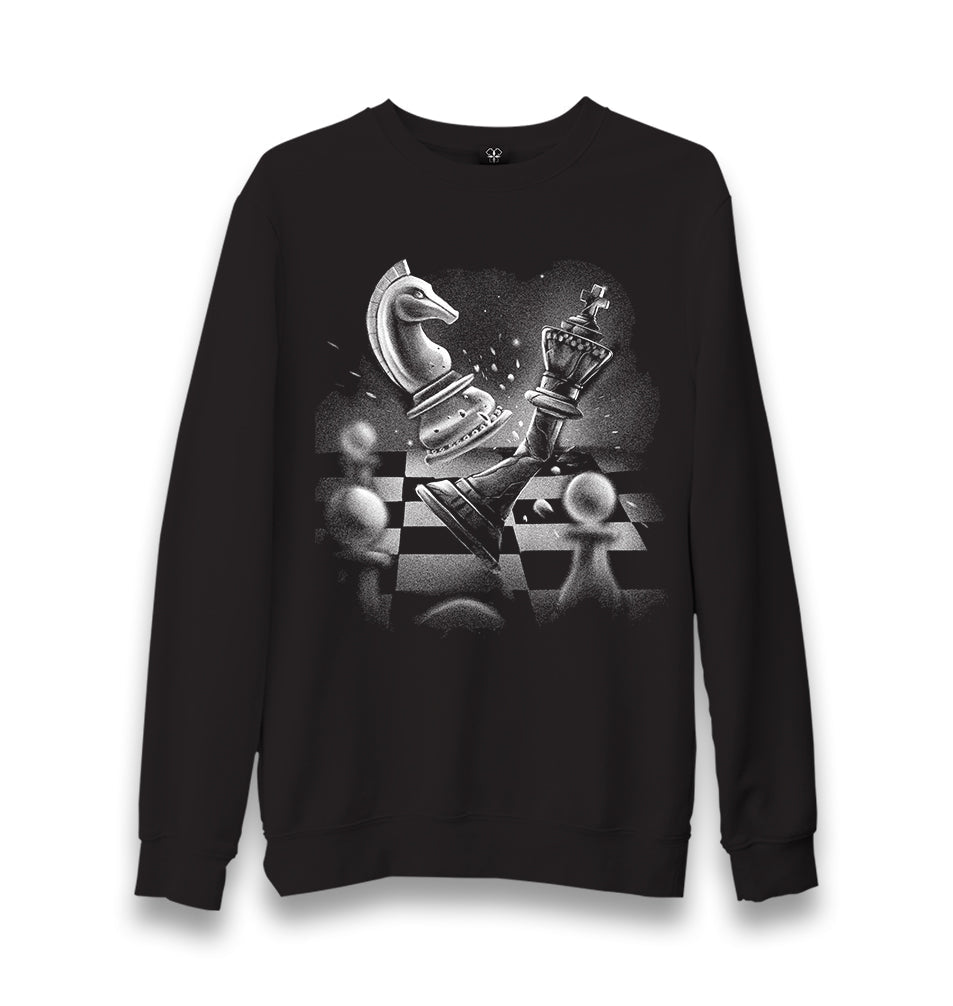 Chess Game with a Broken Queen Unisex Black Sweatshirt - Premium  from W.E.N.S. WIND - Just 10990! Shop now at W.E.N.S. WIND