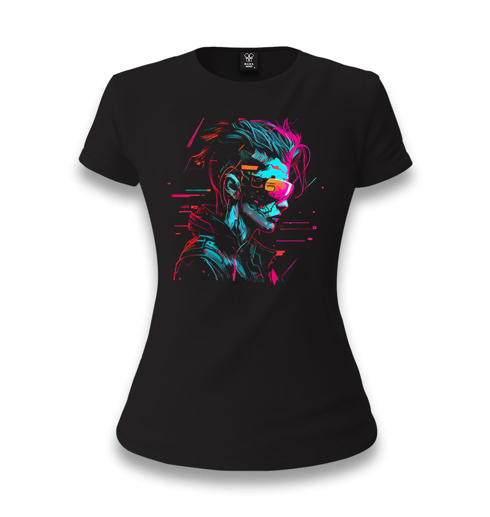 Cyberpunk Girl Women's Black T-shirt - Premium  from W.E.N.S. WIND - Just 6490! Shop now at W.E.N.S. WIND