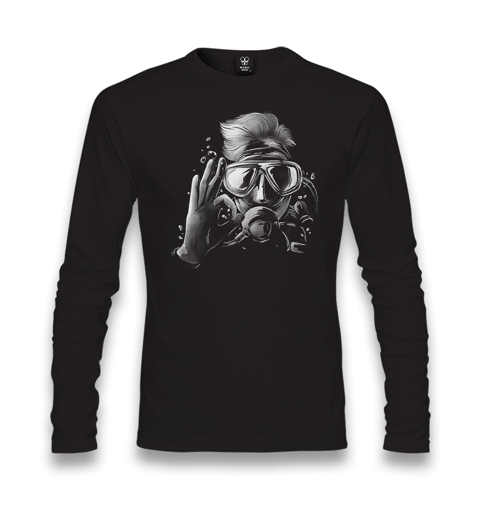 Diver Swimming Underwater Unisex Black Longsleeve - Premium  from W.E.N.S. WIND - Just 7990! Shop now at W.E.N.S. WIND