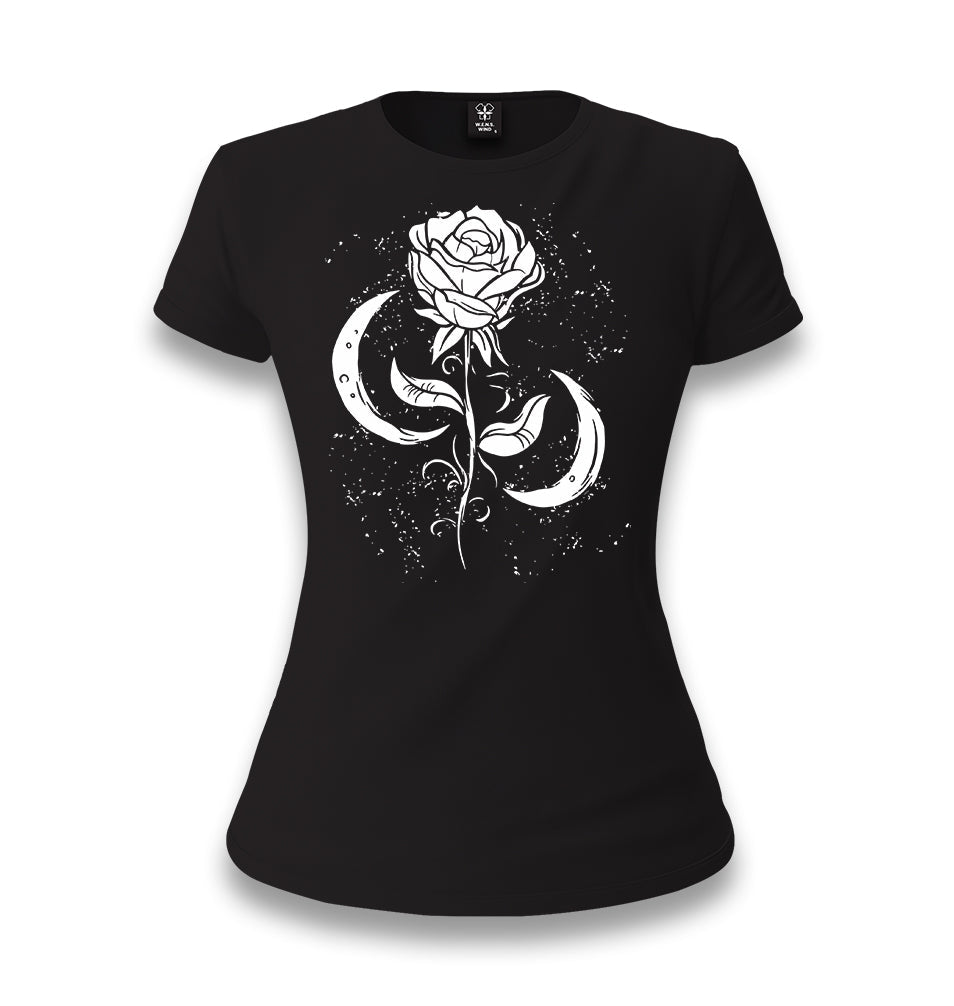 Moons Around a Rose Women's Black T-shirt - Premium  from W.E.N.S. WIND - Just 6490! Shop now at W.E.N.S. WIND