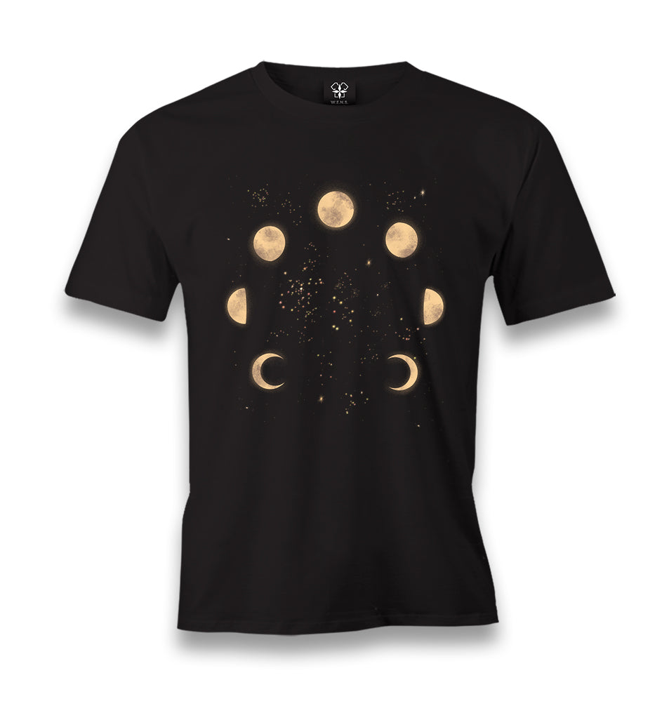 Phases of the Golden Moon in Space Men's Black Tshirt - Premium  from W.E.N.S. WIND - Just 6490! Shop now at W.E.N.S. WIND