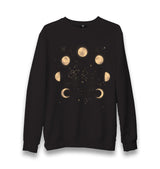 Phases of the Golden Moon in Space Unisex Black Sweatshirt - Premium  from W.E.N.S. WIND - Just 10990! Shop now at W.E.N.S. WIND