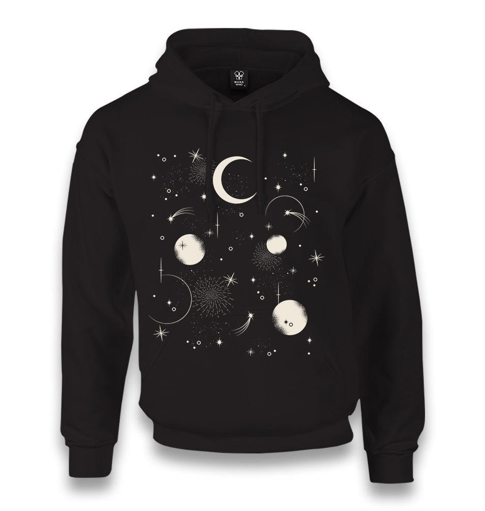 Night Sky with Moon and Stars Unisex Black Hoodie - Premium  from W.E.N.S. WIND - Just 11990! Shop now at W.E.N.S. WIND