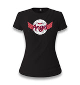Angel with a Halo and Wings Women's Black T-shirt - Premium  from W.E.N.S. WIND - Just 6490! Shop now at W.E.N.S. WIND