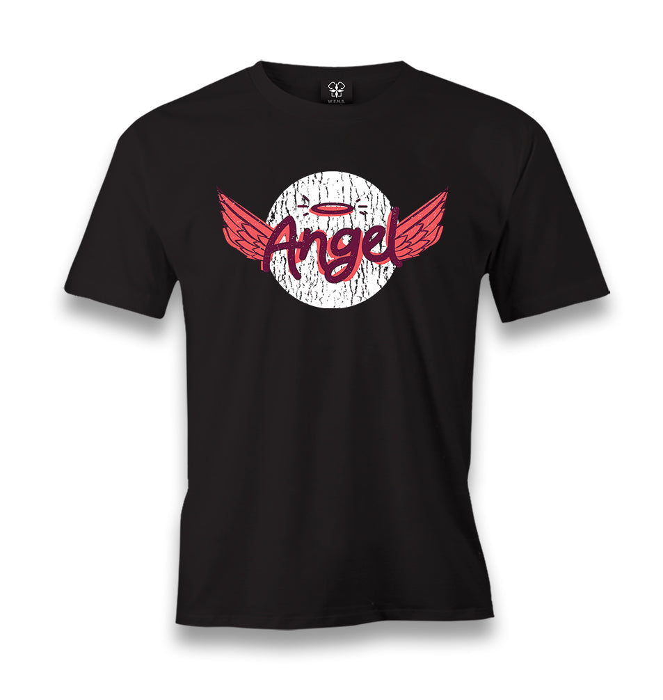 Angel with a Halo and Wings Men's Black Tshirt - Premium  from W.E.N.S. WIND - Just 6490! Shop now at W.E.N.S. WIND