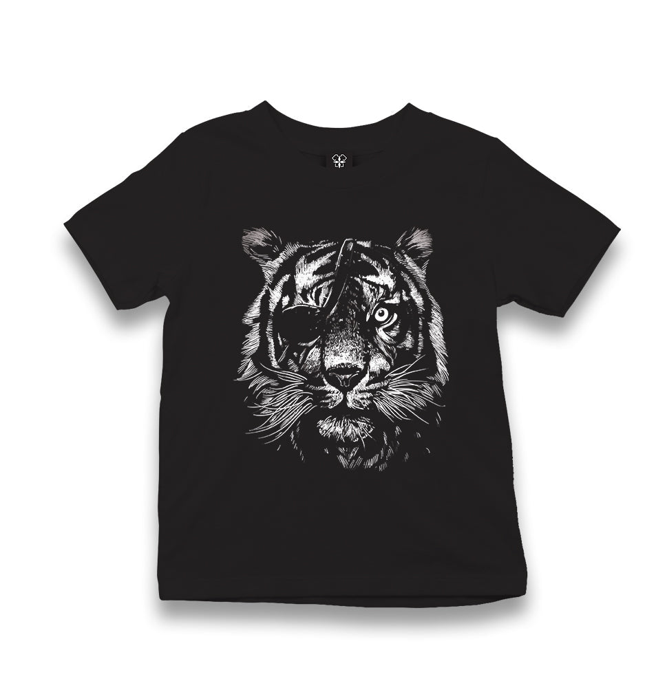 Tiger with an Eye Patch Realistic Kid's Black T-shirt - Premium  from W.E.N.S. WIND - Just 5990! Shop now at W.E.N.S. WIND