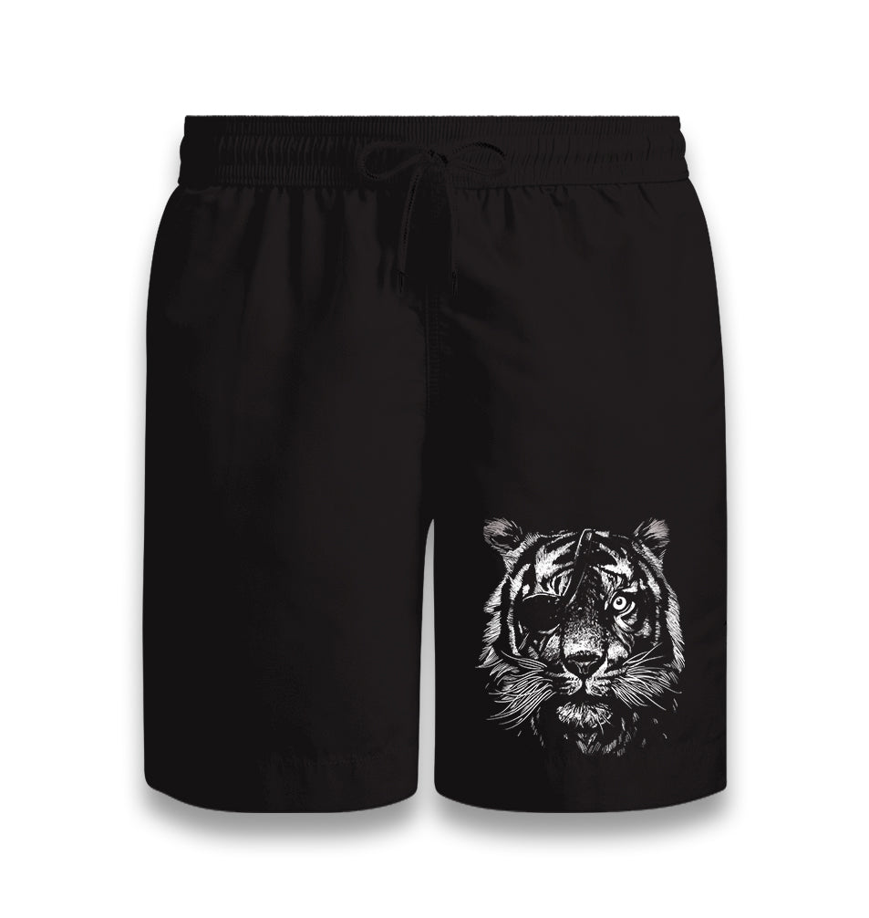 Tiger with an Eye Patch Realistic Black Shorts - Premium  from W.E.N.S. WIND - Just 7990! Shop now at W.E.N.S. WIND