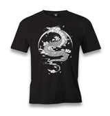 Dragon with Moon and Flowers Men's Black Tshirt - Premium  from W.E.N.S. WIND - Just 6490! Shop now at W.E.N.S. WIND