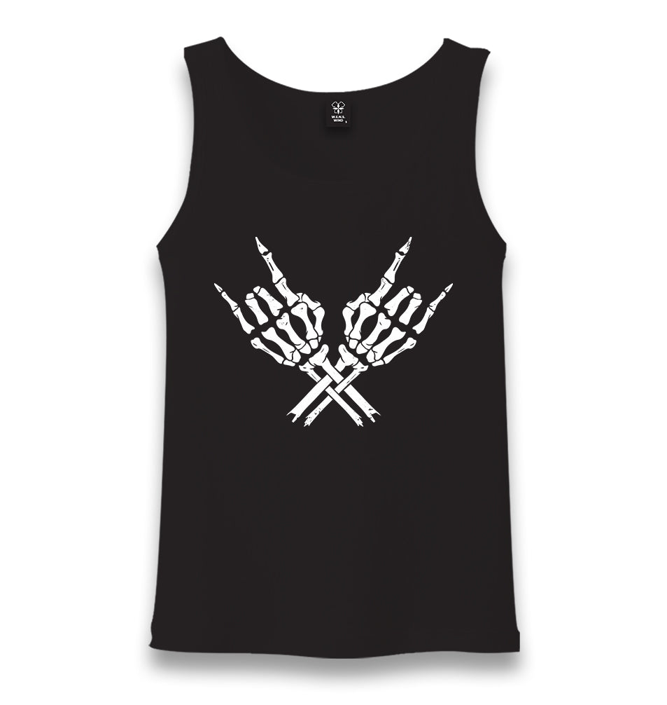 Skeleton Hands Doing Rock Gesture Unisex Black Tank Top - Premium Unisex Tank Top from W.E.N.S. WIND - Just 6490! Shop now at W.E.N.S. WIND