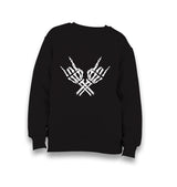 Skeleton Hands Doing Rock Gesture Kid's Black Sweatshirt - Premium Kid's Sweatshirt from W.E.N.S. WIND - Just 7990! Shop now at W.E.N.S. WIND