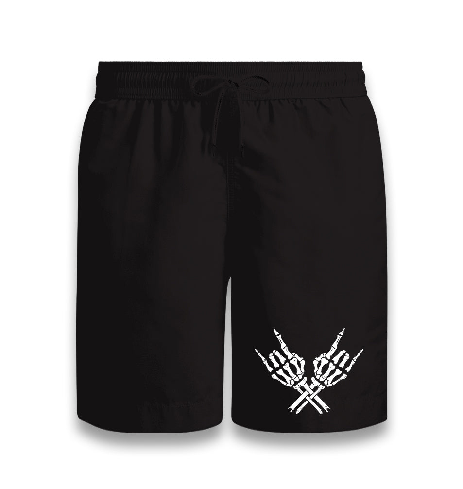 Skeleton Hands Doing Rock Gesture Black Shorts - Premium Shorts from W.E.N.S. WIND - Just 7990! Shop now at W.E.N.S. WIND
