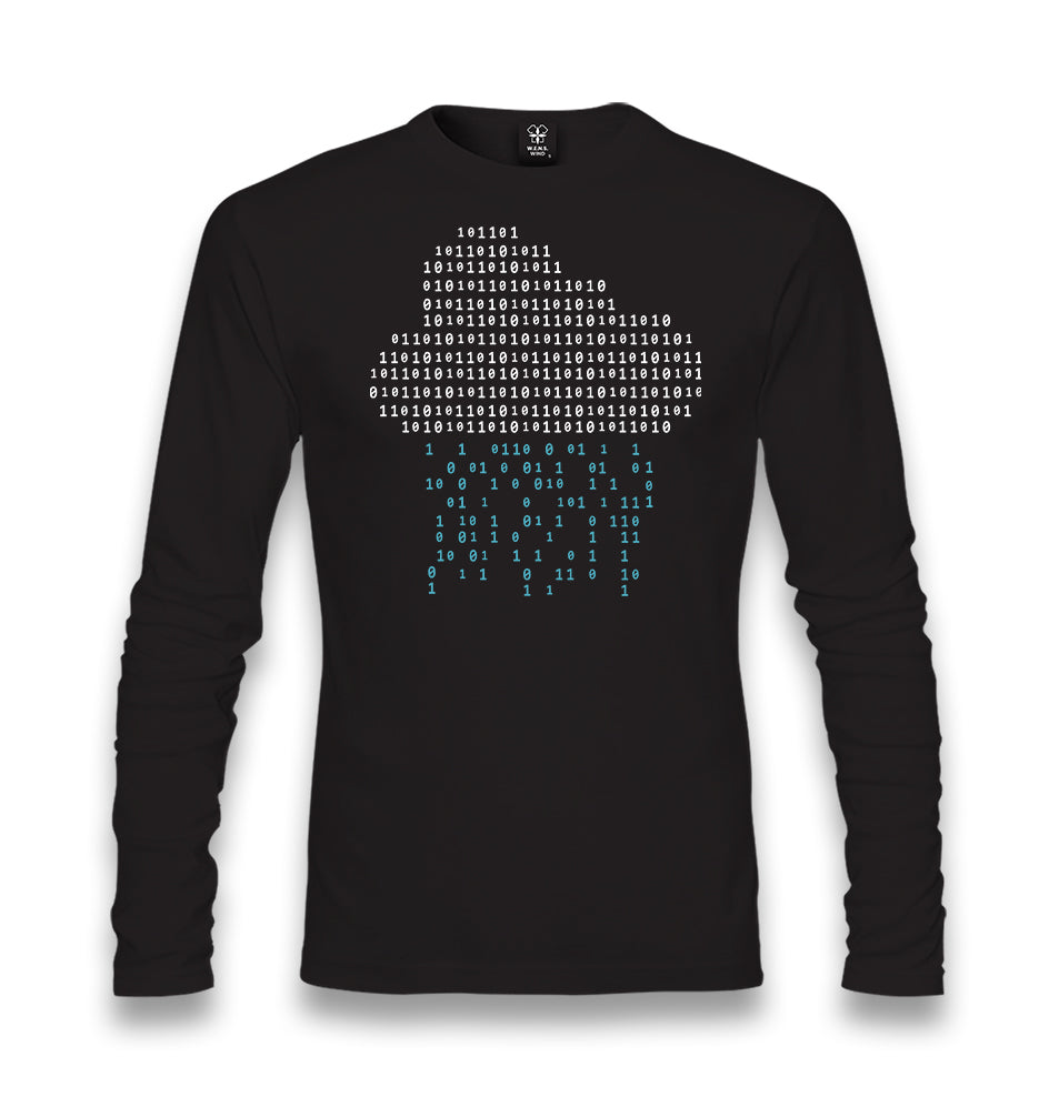 Cloud with Binary Code Numbers Unisex Black Longsleeve - Premium  from W.E.N.S. WIND - Just 7990! Shop now at W.E.N.S. WIND