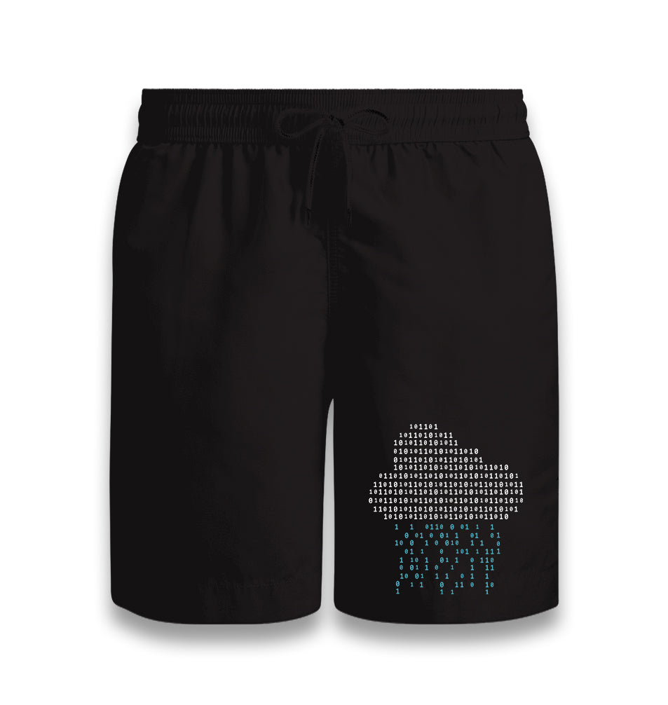 Cloud with Binary Code Numbers Black Shorts - Premium  from W.E.N.S. WIND - Just 7990! Shop now at W.E.N.S. WIND