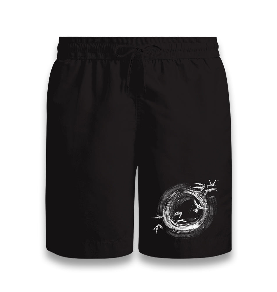 Black Hole Birds Flying Around Black Shorts - Premium  from W.E.N.S. WIND - Just 7990! Shop now at W.E.N.S. WIND