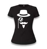Silhouette of a Man with a Moustache and a Hat Women's Black T-shirt - Premium  from W.E.N.S. WIND - Just 6490! Shop now at W.E.N.S. WIND