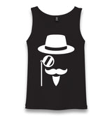 Silhouette of a Man with a Moustache and a Hat Unisex Black Tank Top - Premium  from W.E.N.S. WIND - Just 6490! Shop now at W.E.N.S. WIND