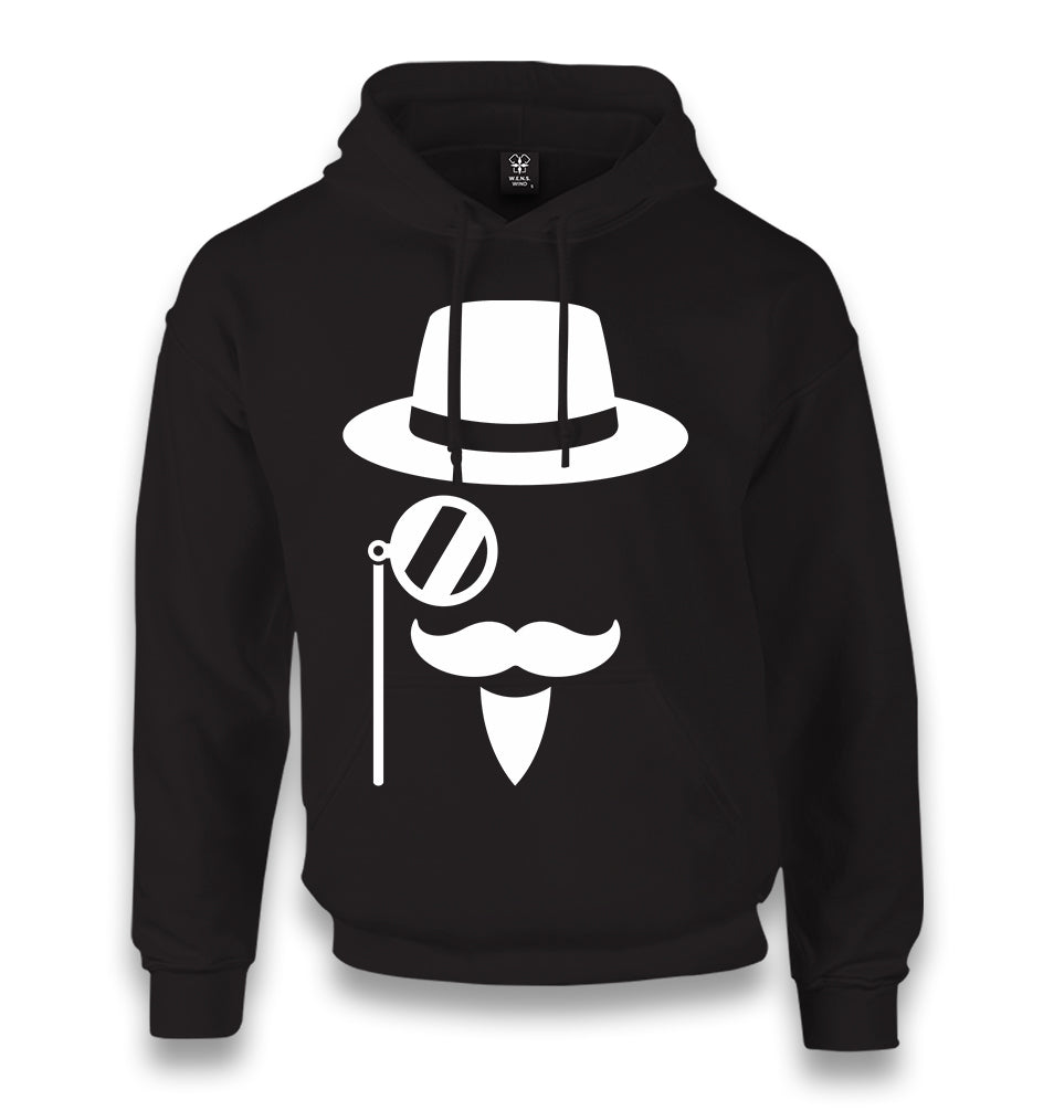 Silhouette of a Man with a Moustache and a Hat Unisex Black Hoodie - Premium  from W.E.N.S. WIND - Just 11990! Shop now at W.E.N.S. WIND