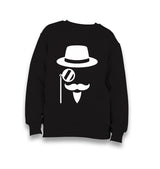 Silhouette of a Man with a Moustache and a Hat Kid's Black Sweatshirt - Premium  from W.E.N.S. WIND - Just 7990! Shop now at W.E.N.S. WIND