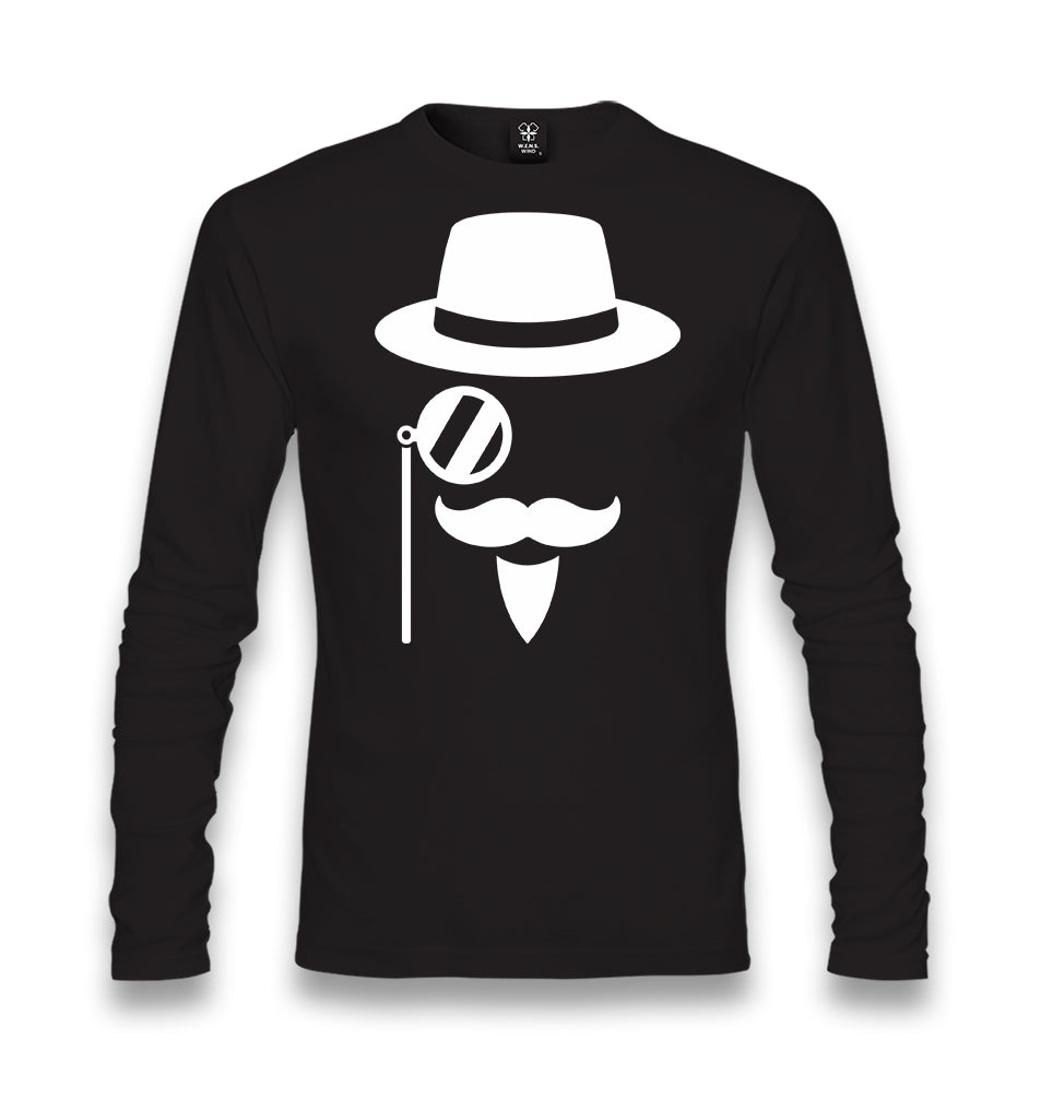 Silhouette of a Man with a Moustache and a Hat Unisex Black Longsleeve - Premium  from W.E.N.S. WIND - Just 7990! Shop now at W.E.N.S. WIND
