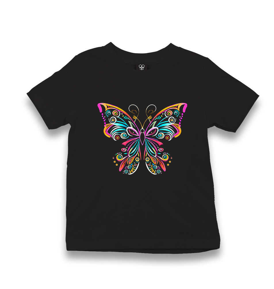 Colorful Butterfly in Geometrical Style Kid's Black T-shirt - Premium  from W.E.N.S. WIND - Just 5990! Shop now at W.E.N.S. WIND