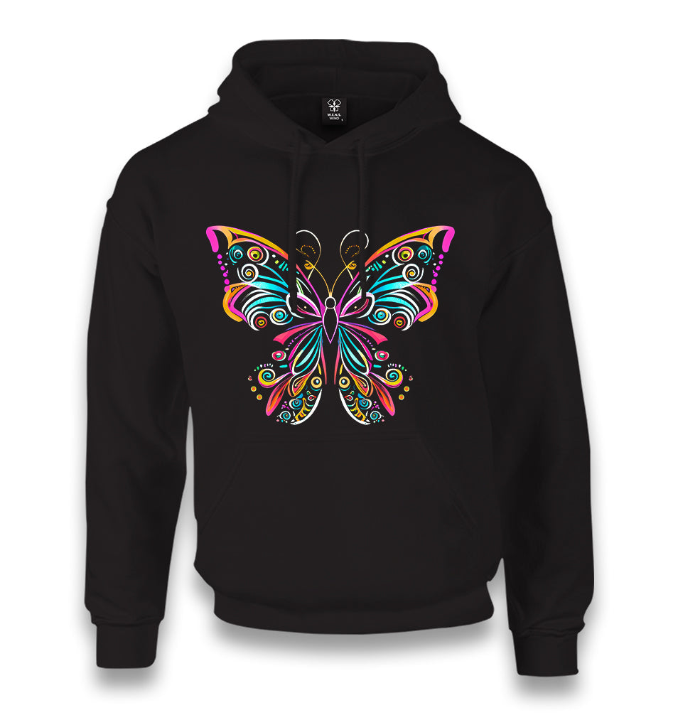 Colorful Butterfly in Geometrical Style Unisex Black Hoodie - Premium  from W.E.N.S. WIND - Just 11990! Shop now at W.E.N.S. WIND