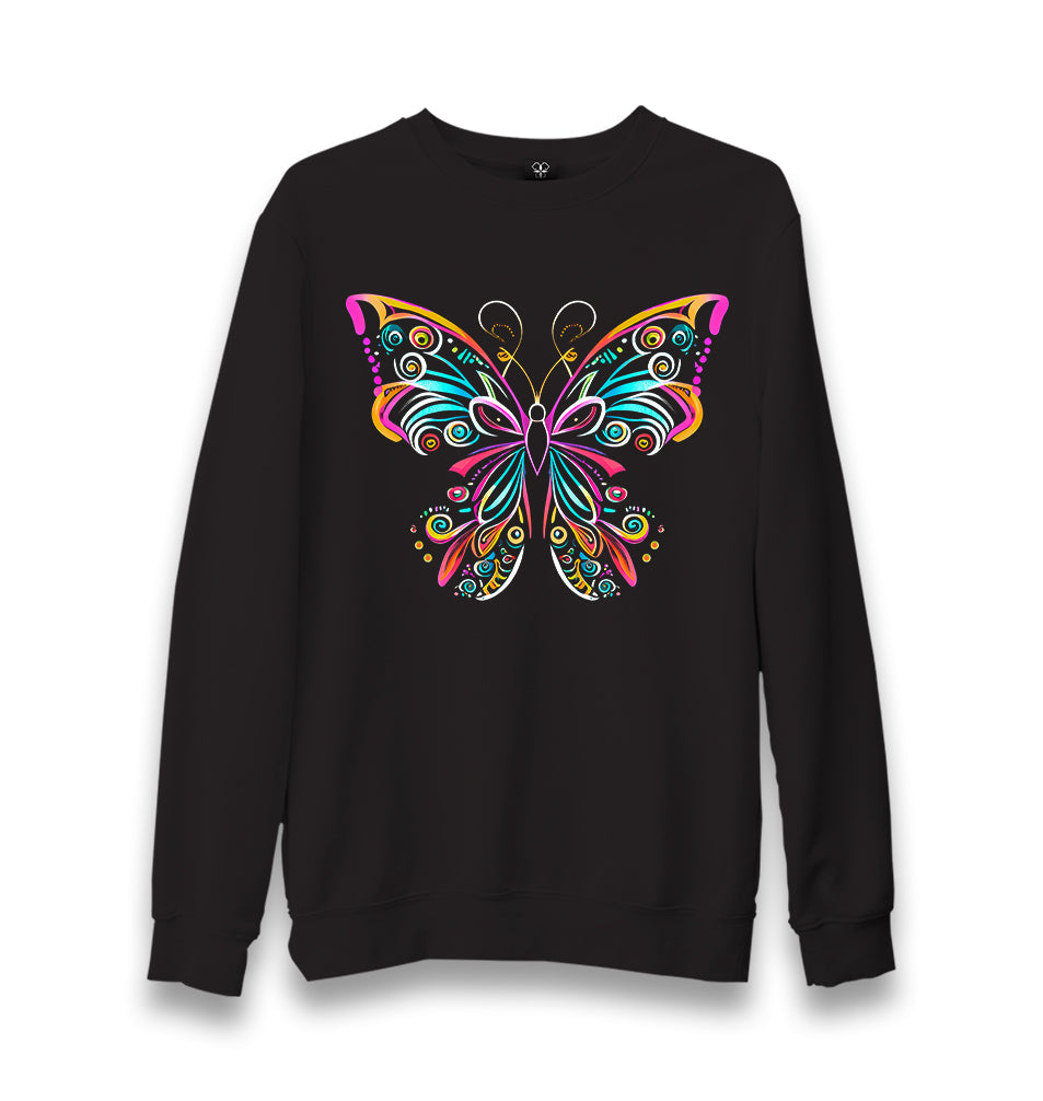 Colorful Butterfly in Geometrical Style Unisex Black Sweatshirt - Premium  from W.E.N.S. WIND - Just 10990! Shop now at W.E.N.S. WIND