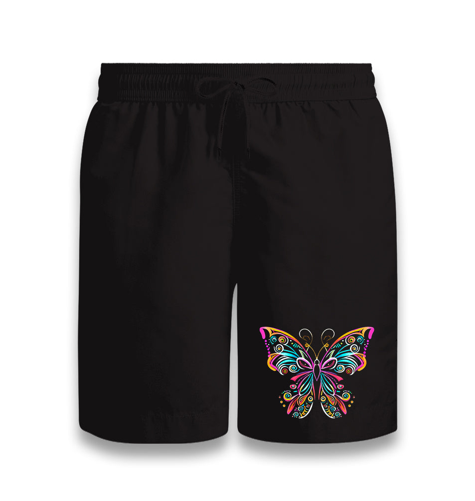 Colorful Butterfly in Geometrical Style Black Shorts - Premium  from W.E.N.S. WIND - Just 7990! Shop now at W.E.N.S. WIND