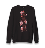 Japanese Quote with Decorative Flowers Unisex Black Sweatshirt - Premium  from W.E.N.S. WIND - Just 10990! Shop now at W.E.N.S. WIND